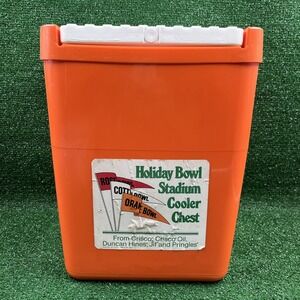 Vintage Holiday Bowl Edition Orange White Hard Plastic Cooler‎ 15 qt By Family